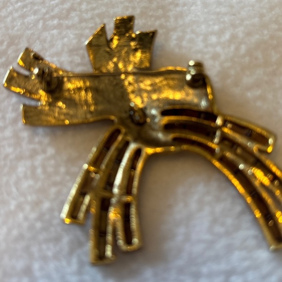 Elegant Fashion Gold-Tone and Brown Crystals Brooch - Picture 2 of 2